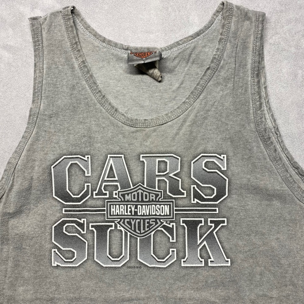 Harley‎ Davidson Tank Top Men's Medium "Cars Suck" Graphic Sauk City WI 2013